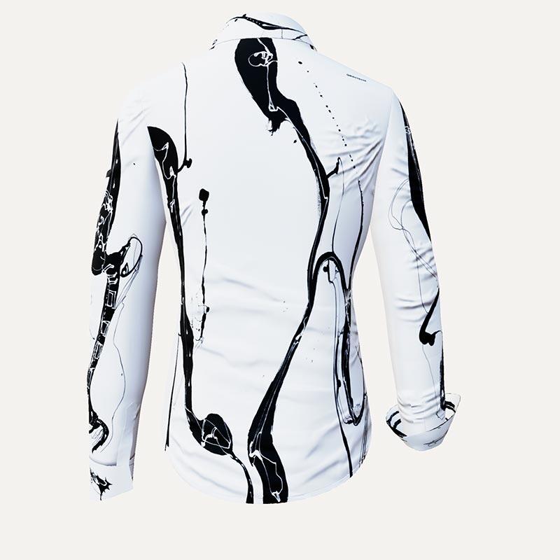WHITE SWAN - Weiße Bluse mit schwarzer Zeichnung - GERMENS