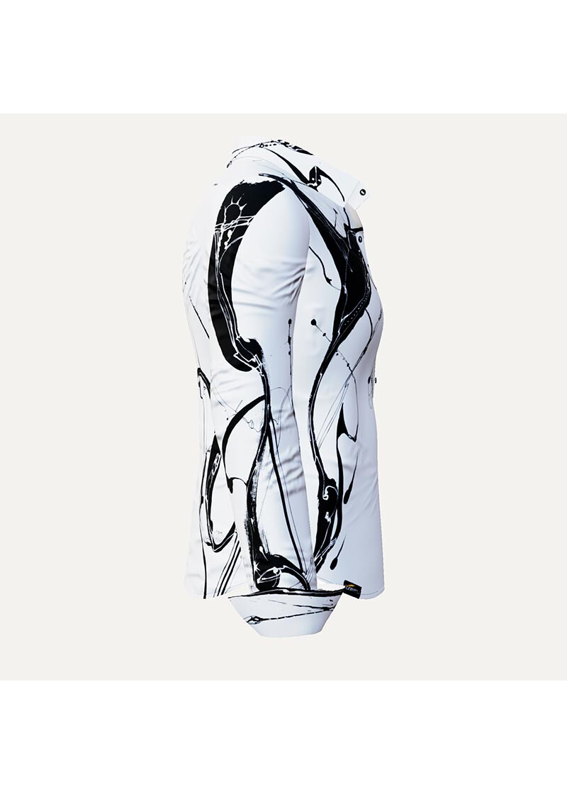 WHITE SWAN - Weie Bluse mit schwarzer Zeichnung - GERMENS