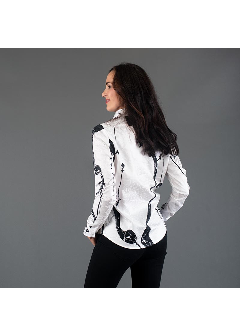 WHITE SWAN - Weie Bluse mit schwarzer Zeichnung - GERMENS