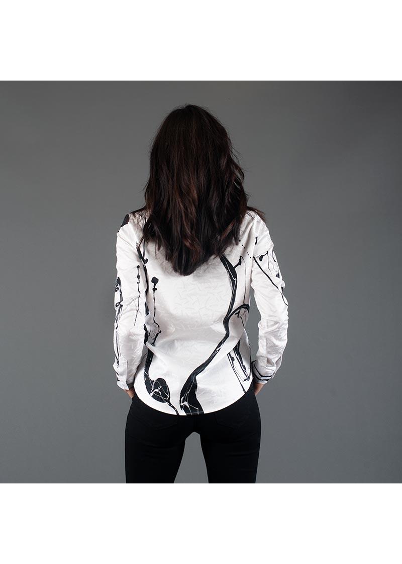 WHITE SWAN - Weie Bluse mit schwarzer Zeichnung - GERMENS