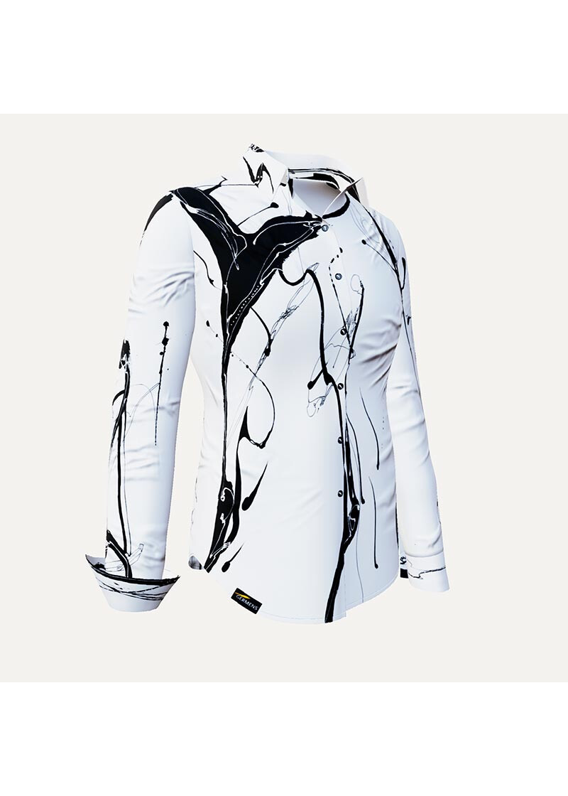 WHITE SWAN - Weie Bluse mit schwarzer Zeichnung - GERMENS