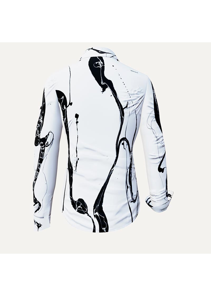 WHITE SWAN - Weie Bluse mit schwarzer Zeichnung - GERMENS