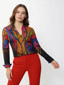 ausgefallene Damenbluse für Damen - AFRICAN DREAM - 100 % Baumwolle - GERMENS artfashion - Größen XS bis 3XL