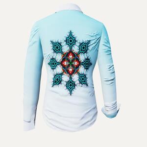 APFELWEIBCHEN - Hellblaue Bluse mit Mandelbrotgrafik -...