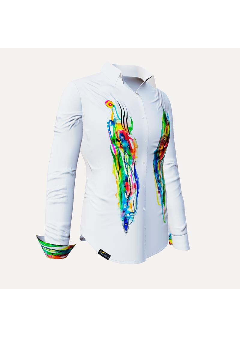 CINGA - Weie Bluse mit farbiger Zeichnung - GERMENS