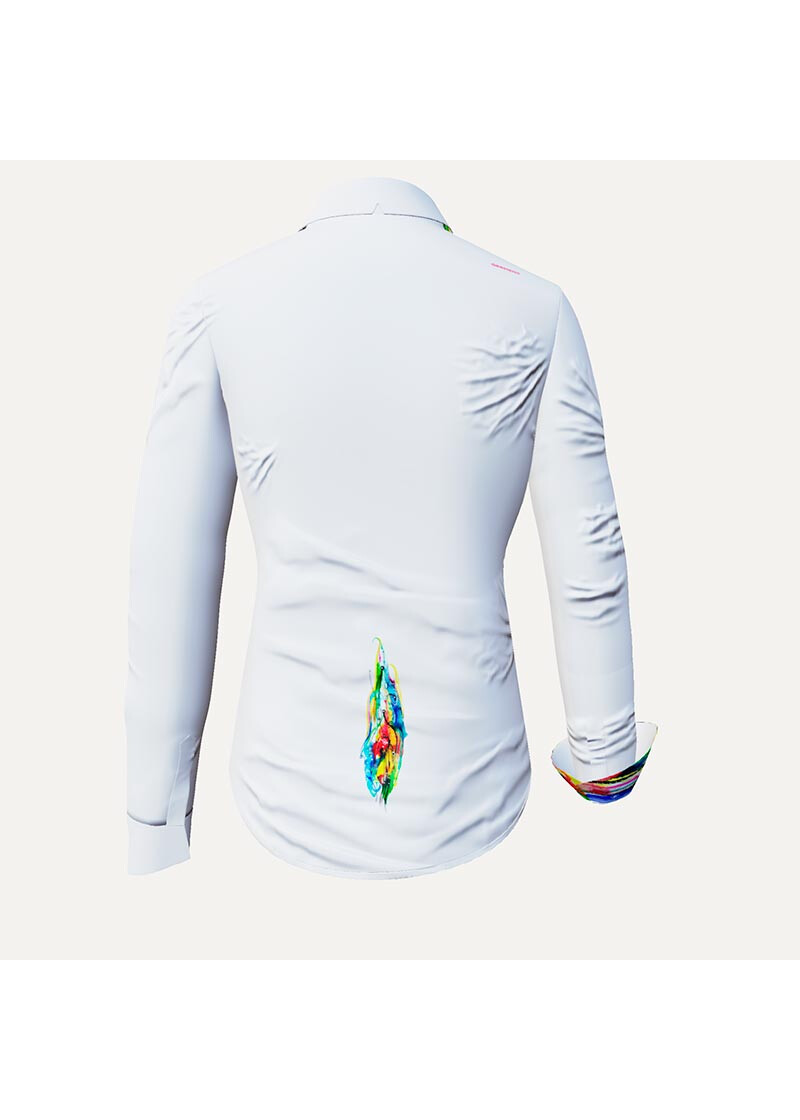 CINGA - Weie Bluse mit farbiger Zeichnung - GERMENS