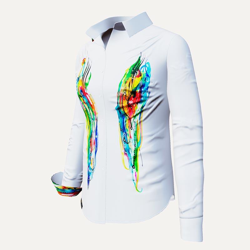 CINGA - Weiße Bluse mit farbiger Zeichnung - GERMENS