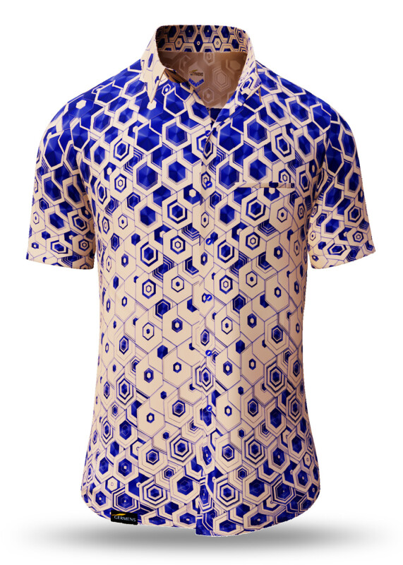 Summer shirt for men HEXAGON CALCIT - 100% cotton - 10 sizes from XS to 6XL - exceptional design - finest workmanship - fabrics made in Germany - limited edition and exclusive