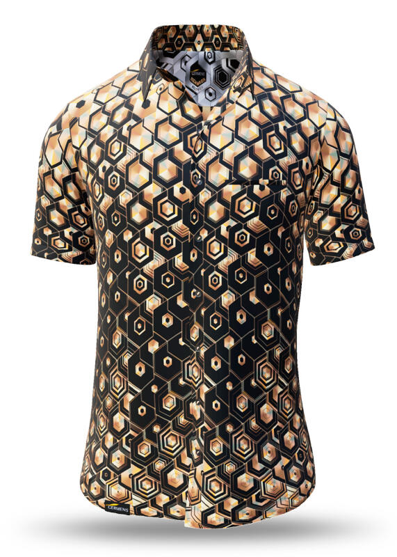 Summer shirt for men HEXAGON KUPFER - 100% cotton - 10 sizes from XS to 6XL - exceptional design - finest workmanship - fabrics made in Germany - limited edition and exclusive