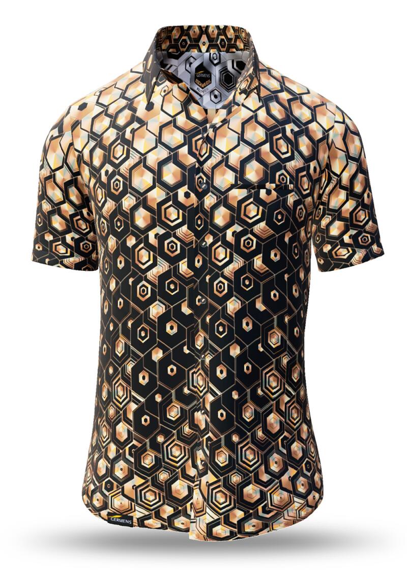 Summer button shirt HEXAGON KUPFER - GERMENS