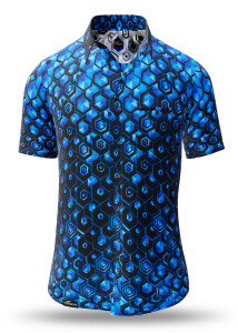 Summer shirt for men HEXAGON KOBALT - 100% cotton - 10...