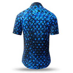 Summer button shirt HEXAGON KOBALT - GERMENS