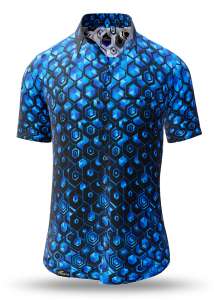 Summer shirt for men HEXAGON KOBALT - 100% cotton - 10 sizes from XS to 6XL - exceptional design - finest workmanship - fabrics made in Germany - limited edition and exclusive