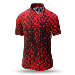 Summer button shirt HEXAGON ZINNOBER - GERMENS