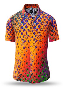 Sommerhemd Herren HEXAGON WISMUT - 100 % Baumwolle - 10 Größen von XS - 6XL - außergewöhnliches Design - feinste Verarbeitung - Stoffe Made in Germany - limitiert und exklusiv