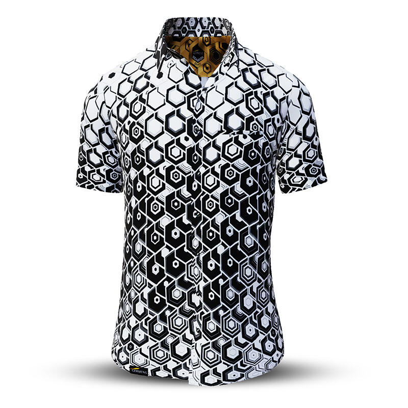 HEXAGON ONYX - Black and white short sleeve shirt - GERMENS