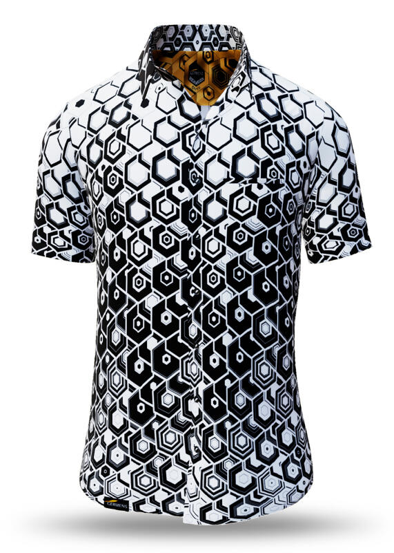 Summer shirt for men HEXAGON ONYX - 100% cotton - 10 sizes from XS to 6XL - exceptional design - finest workmanship - fabrics made in Germany - limited edition and exclusive