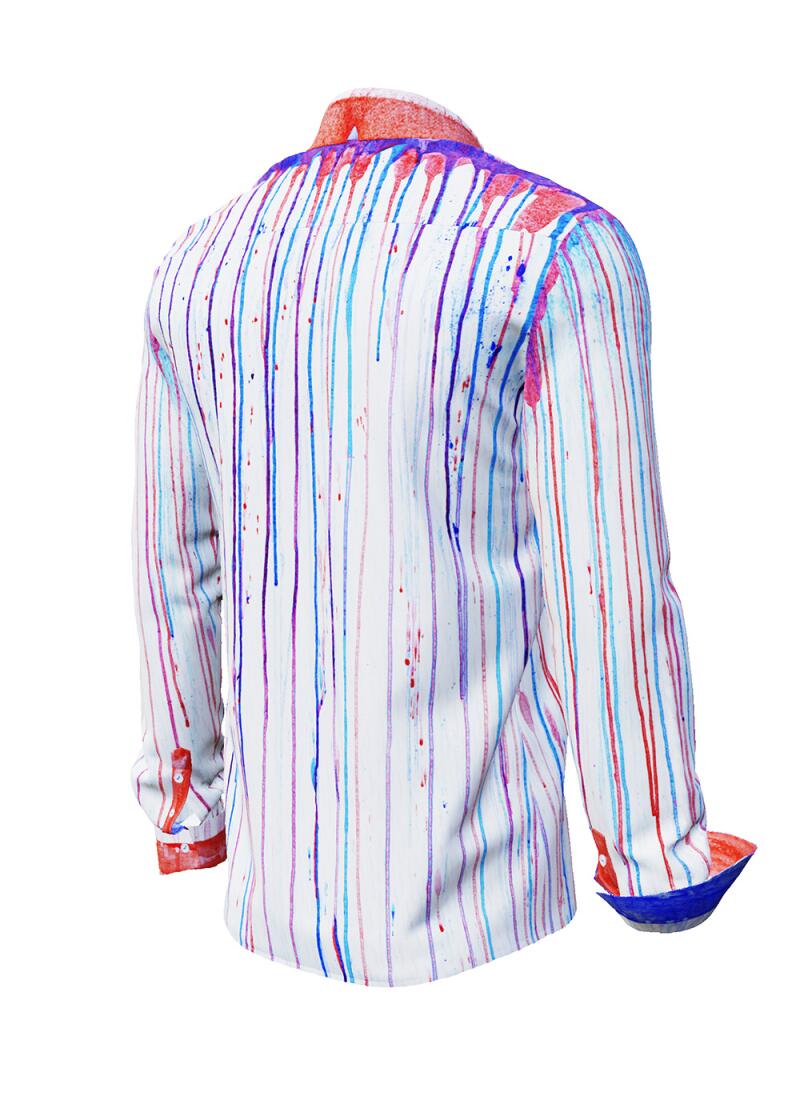 STRIPES - Weies Hemd mit blau roten Farbstreifen - GERMENS