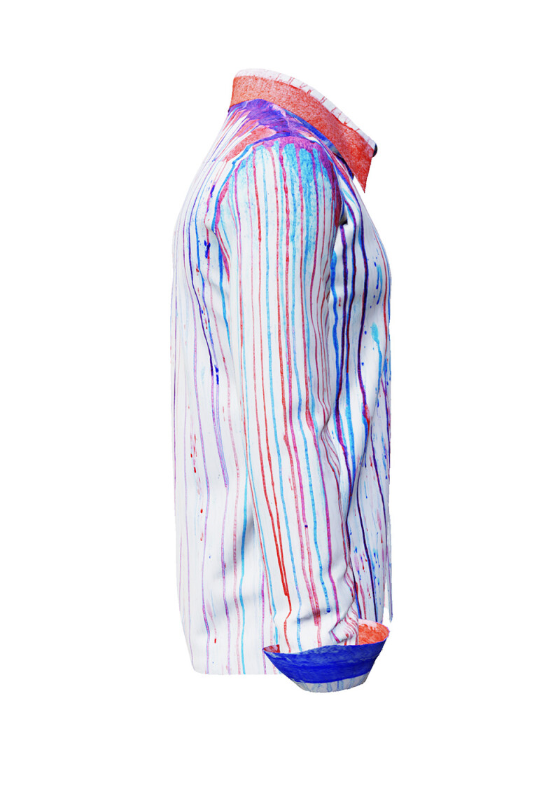 STRIPES - Weies Hemd mit blau roten Farbstreifen - GERMENS