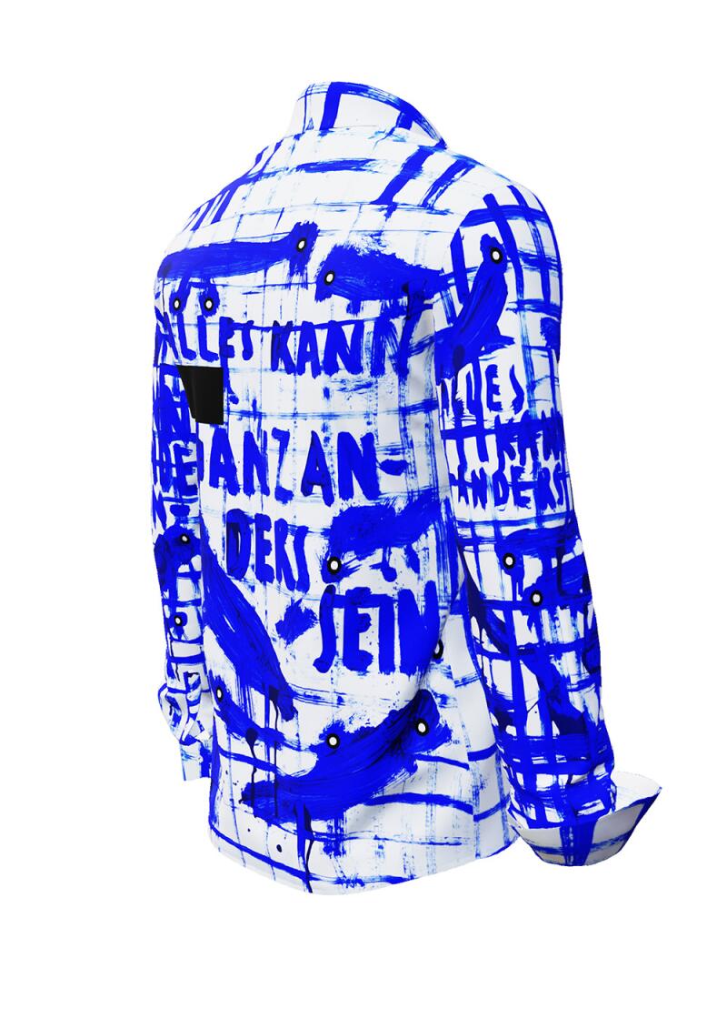 ANDERS - Weies Hemd mit blauer Knstlerzeichnung - GERMENS