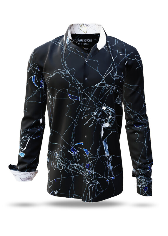 Discover colorful button up shirts for men SPURENSUCHE BEI NACHT - 100% cotton