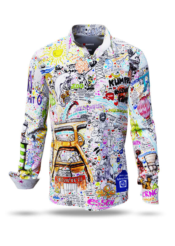 Entdecke bunte Hemden Herren I LOVE RUHRPOTT - 100 % Baumwolle