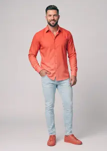 Entdecke bunte Hemden Herren GRADIENT BRONCE - 100 %...