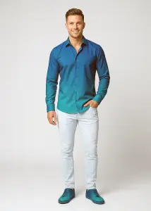 Entdecke bunte Hemden Herren GRADIENT OCEAN - 100 %...