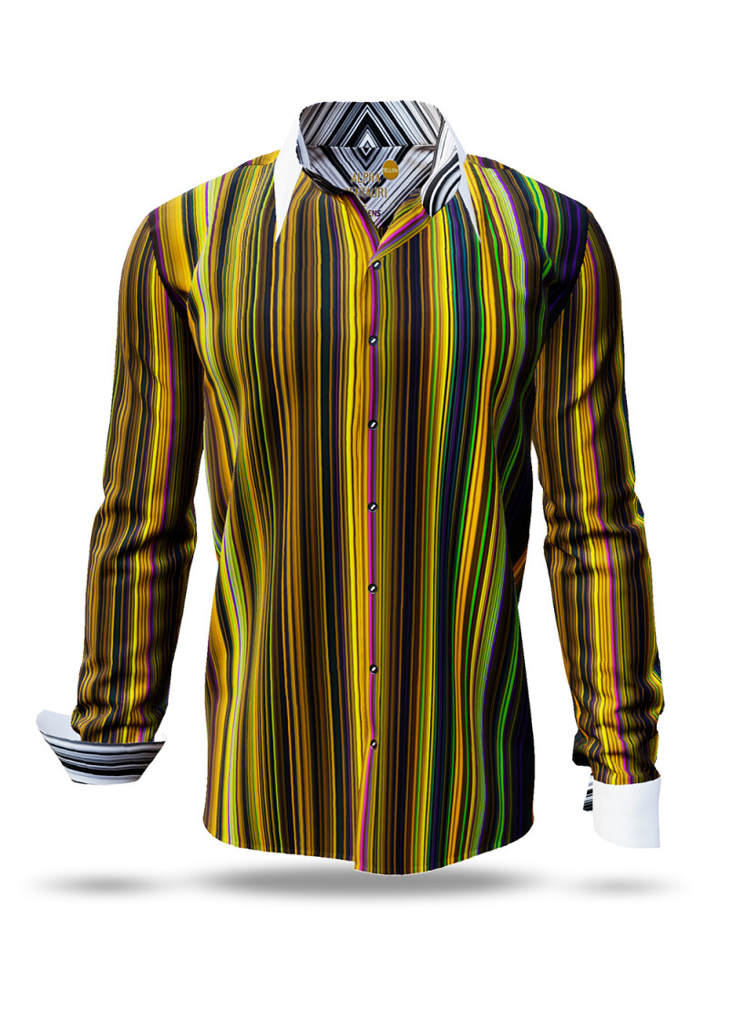 ALPHA CENTAURI YELLOW - Yellow striped long sleeve shirt - GERMENS