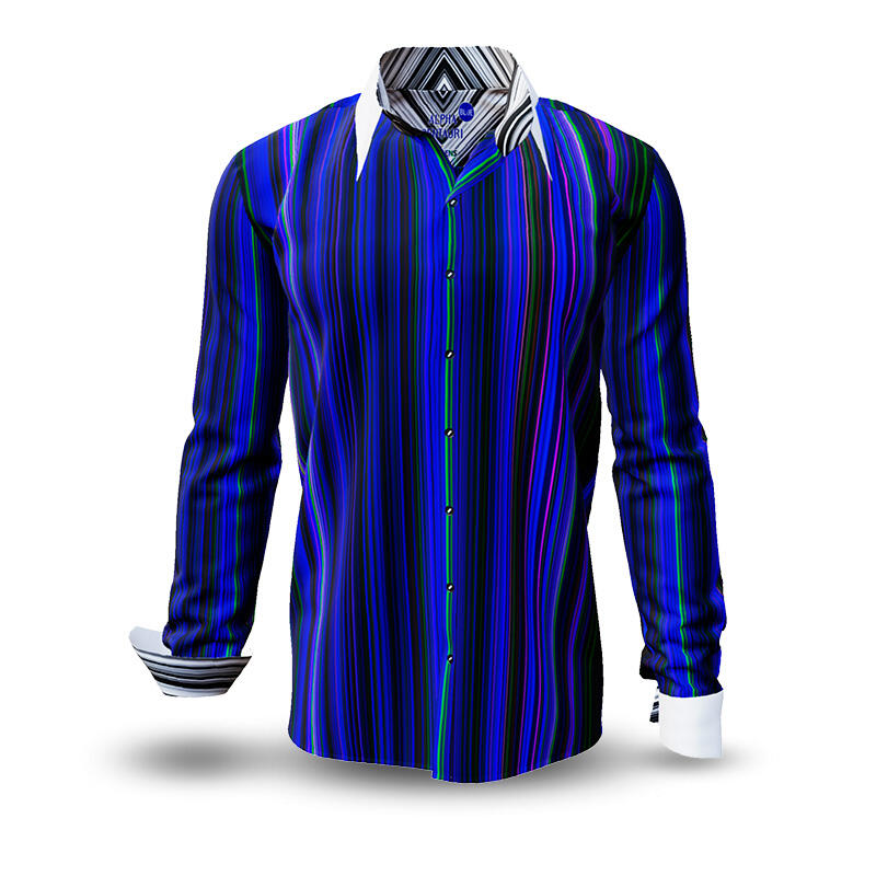 ALPHA CENTAURI BLUE - Blue striped long sleeve shirt - GERMENS