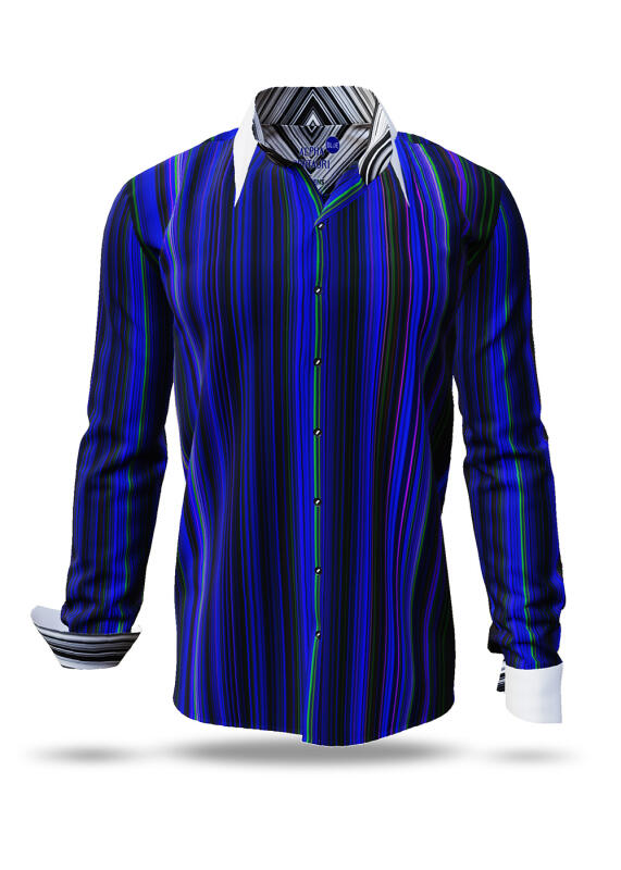Discover colorful button up shirts for men ALPHA CENTAURI BLUE - 100% cotton