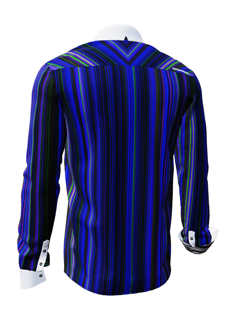 ALPHA CENTAURI BLUE - Blau gestreiftes Langarmhemd - GERMENS