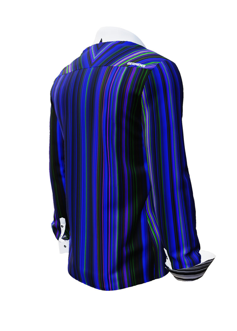 ALPHA CENTAURI BLUE - Blau gestreiftes Langarmhemd - GERMENS
