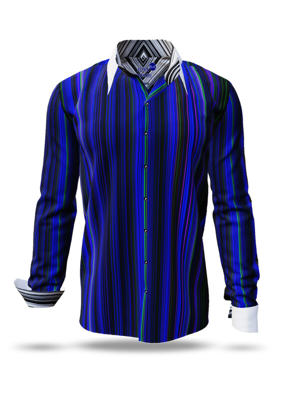 Discover colorful button up shirts for men ALPHA CENTAURI BLUE - 100% cotton