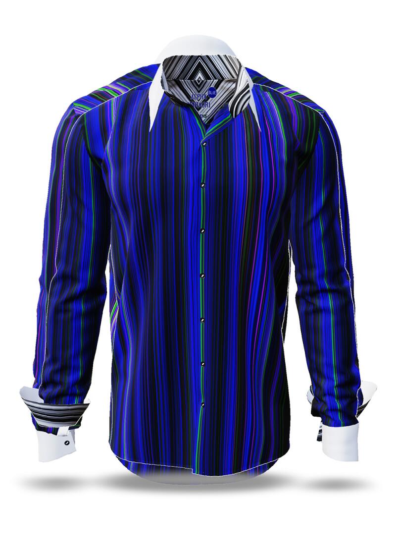 ALPHA CENTAURI BLUE - Blue striped long sleeve shirt - GERMENS