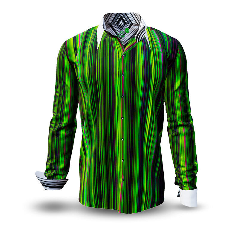 ALPHA CENTAURI GREEN - Green striped long sleeve shirt - GERMENS