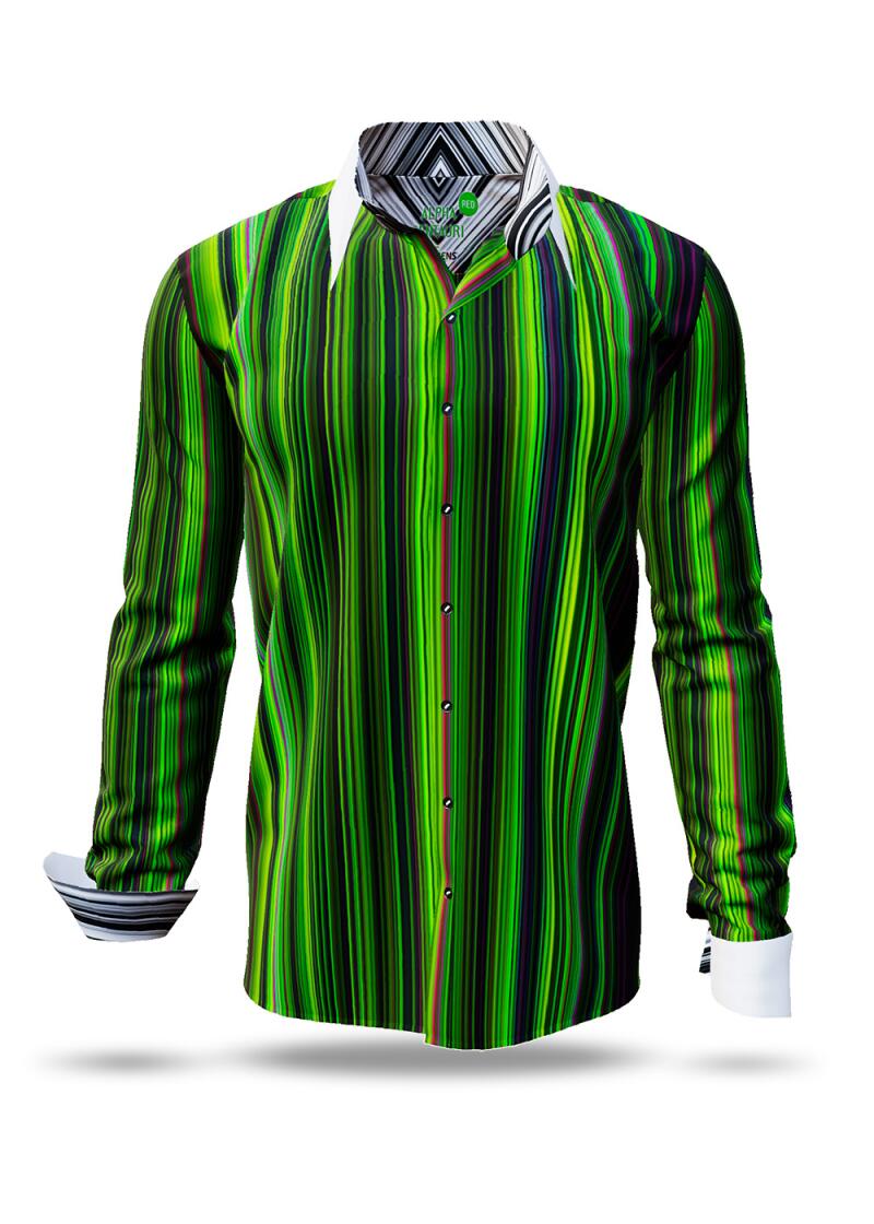 ALPHA CENTAURI GREEN - Green striped long sleeve shirt - GERMENS