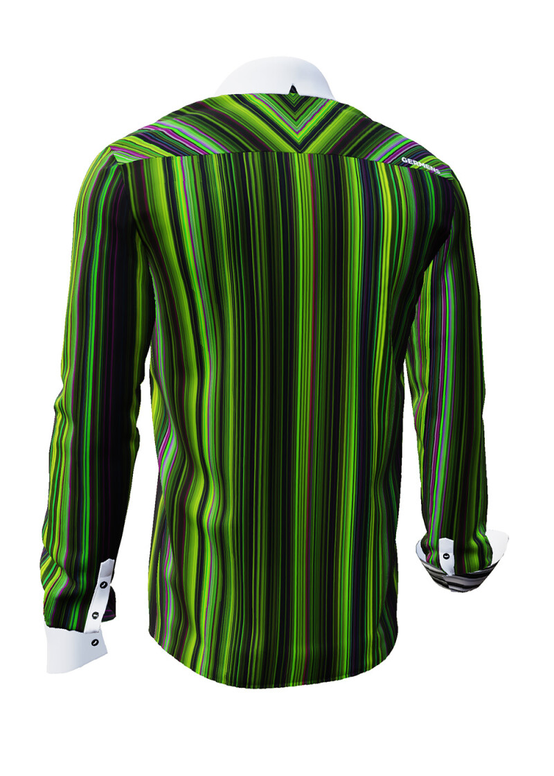 ALPHA CENTAURI GREEN - Grn gestreiftes Langarmhemd - GERMENS