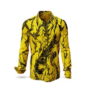 DORNENPRINZ GOLD - Golden shirt with black drawings -...