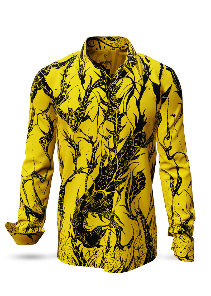 DORNENPRINZ GOLD - Golden shirt with black drawings - GERMENS