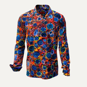 CIRCULI SANGRIA - Red shirt with colored patterns - GERMENS