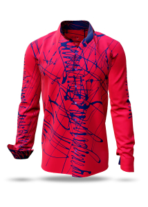 Entdecke bunte Hemden Herren DENADA RED - 100 % Baumwolle