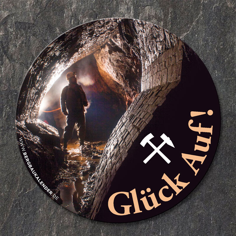 runder Bergbau-Aufkleber Glück Auf! - Untertage