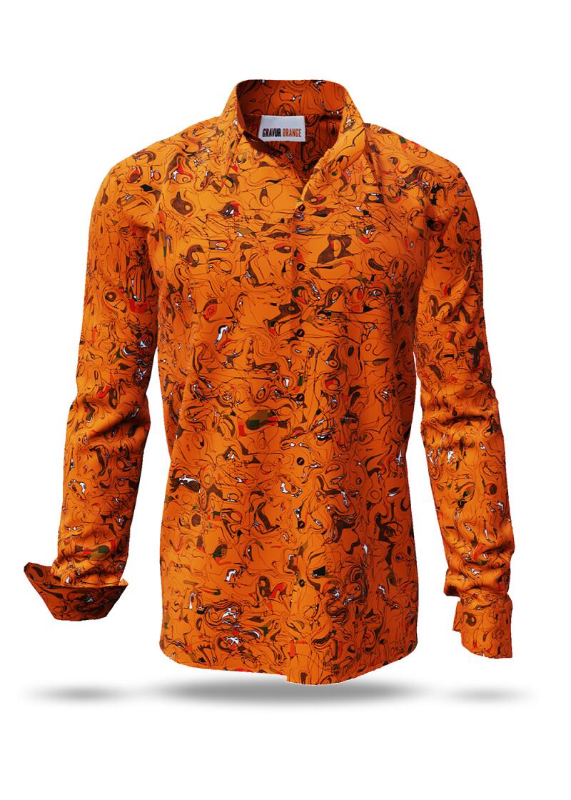 Button Up Shirt GRAVUR ORANGE from GERMENS