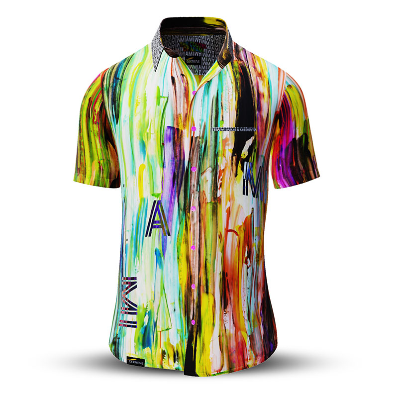 Summer shirt for men THE COLORS OF MIAMI - 100% cotton - 10 sizes from XS to 6XL - exceptional design - finest workmanship - fabrics made in Germany - limited edition and exclusive