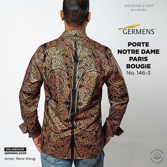 PORTE NOTRE DAME PARIS BOUGIE - Dunkles Hemd mit leuchtenden Ornamenten - GERMENS
