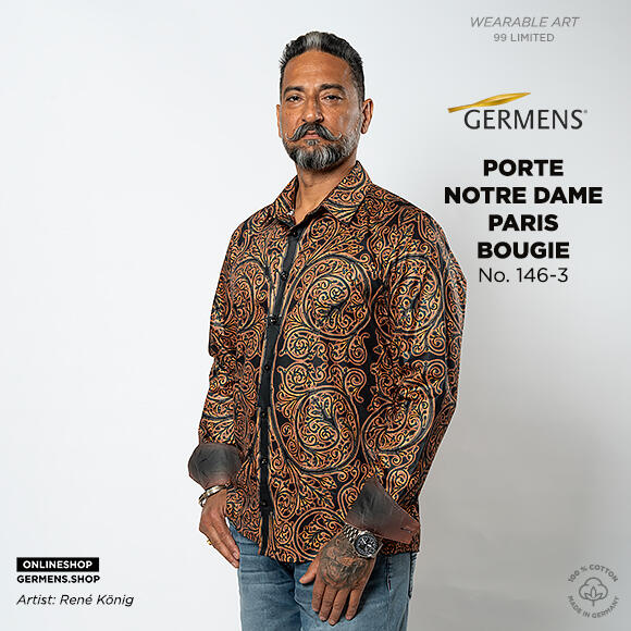 PORTE NOTRE DAME PARIS BOUGIE - Dark shirt with bright ornaments - GERMENS