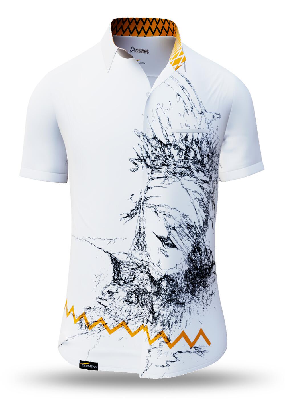DREAMER - White short sleeve shirt with asymmetrical...