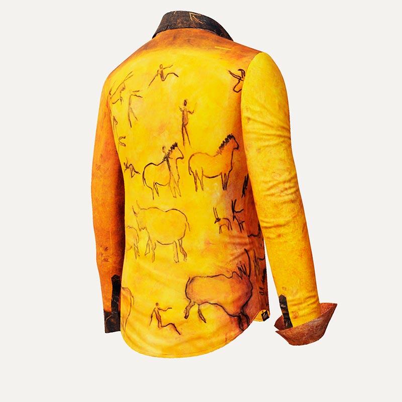 CAVEMAN - Ocker orangefarbene Bluse mit Höhlenmalerei - GERMENS