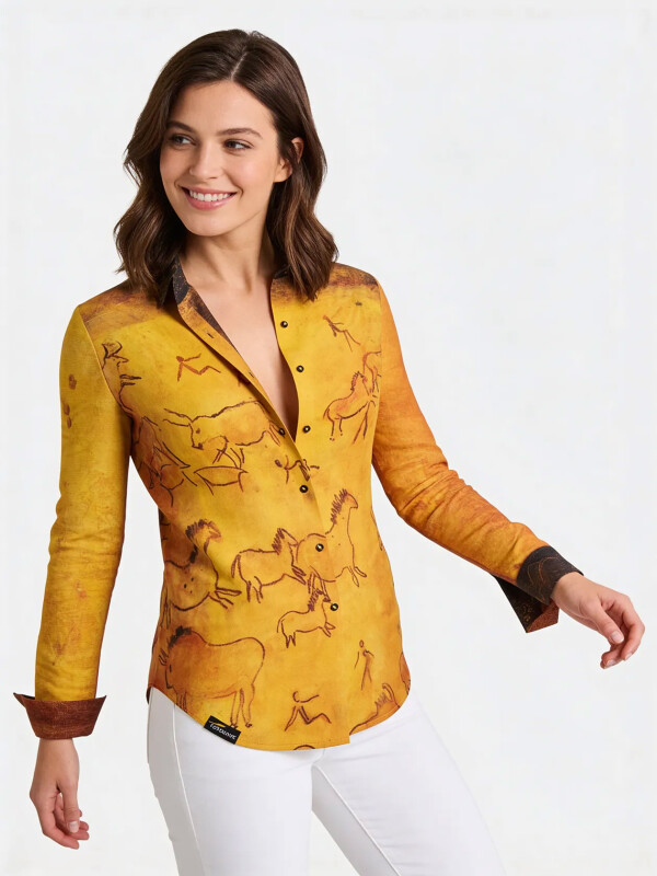 ausgefallene Damenbluse für Damen - CAVEMAN - 100 % Baumwolle - GERMENS artfashion - Größen XS bis 3XL